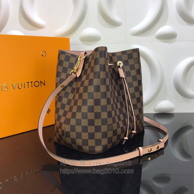 LV女包 N40213 2019新顏色 路易威登NéoNoé手袋 LV抽繩水桶包 LV女肩背包 LV棋盤格挎包  ydh3057